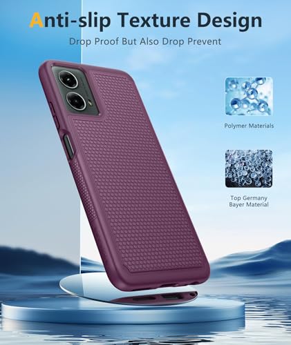 Image of FNTCASE for Motorola Moto G-5G-2024 Case: Dual Layer Heavy Duty Cell Phone Protective Cover Shockproof Rugged with Non-Slip Textured - Military Drop Protection Bumper Tough Case (Burgundy Purple)