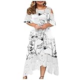 Vestidos para Mujer Fiesta Noche Elegante Verano Casual Manga Corta Fuera del hombro Vestido de Color sólido, G03*Gray,X-Large