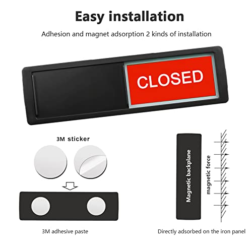 Image of Open Closed Sign, Open Signs Privacy Slide Door Sign Indicator for Business Storefront, Restroom, Office Door, Wall, Window, Restaurants, Retail Salon Shops (Black)