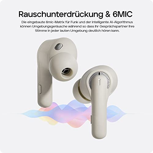 Tribit Bluetooth Kopfhörer, Active Noise Cancelling Transparenz Modus In Ear Kopfhörer 6Mics ENC Hearing Compensation Audiodo Personal Sound 36H Spielzeit Kopfhörer Kabellos, FlyBuds C1 Pro