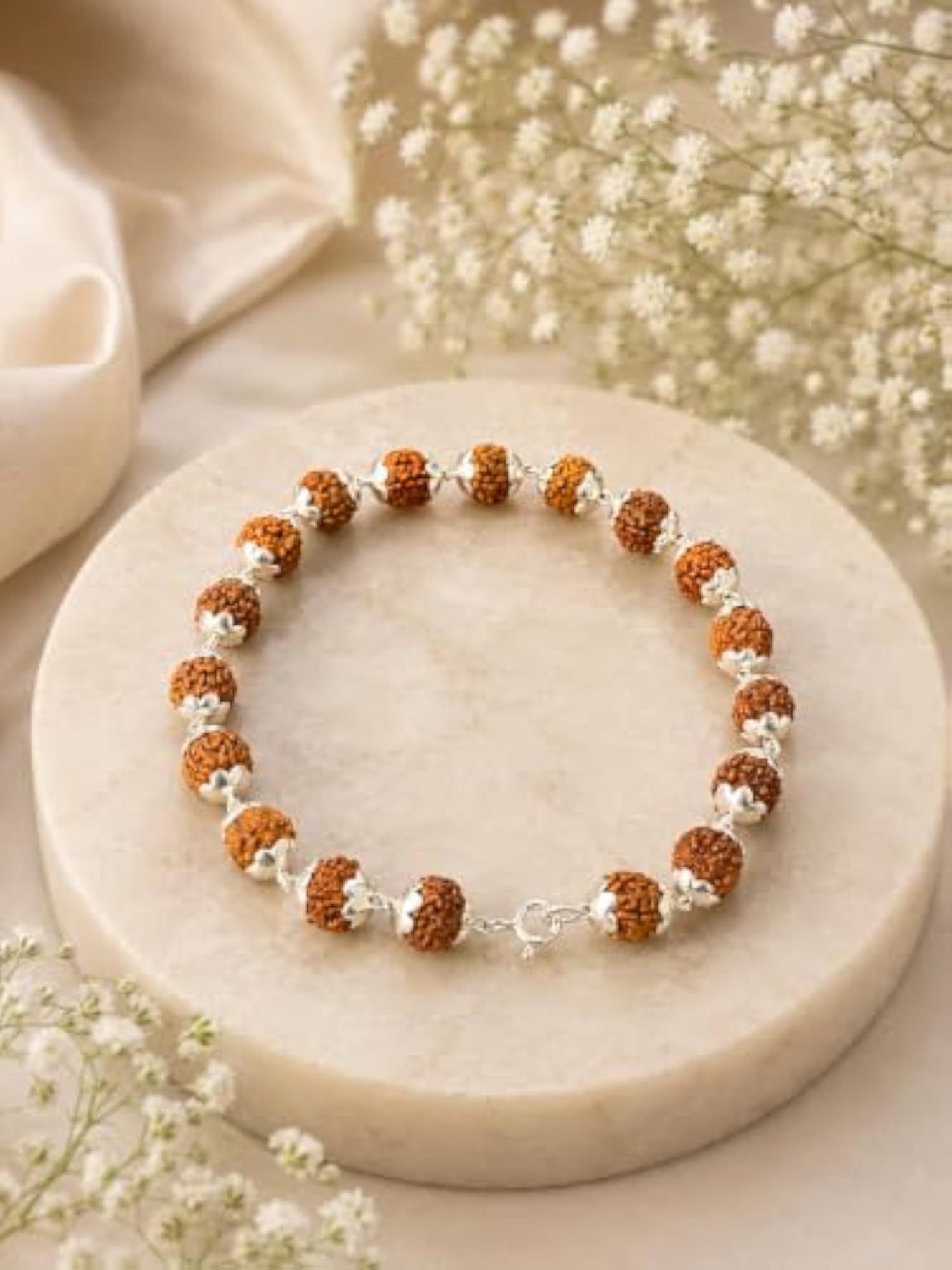 Premium Silver Rudraksh Bracelet, Men's Spiritual Design