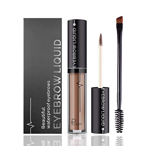 Waterproof Brow Gel- Full Natural Brows -24Hours Long Lasting Smudge-Proof Tinted Liquid Eyebrow Makeup Gels with Brush 01# Light Gray