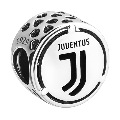 Les Folies - Abalorio de la Juventus del equipo de fútbol de la serie A con escudo de la cebra y campeones de Italia, de plata 925 - Les Folies para Pandora