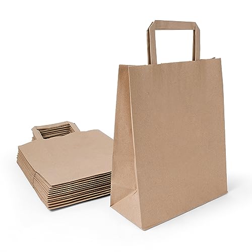 Bolsas de papel marrón Inoverse con asa de 22+10x28 cm para comercios y regalos