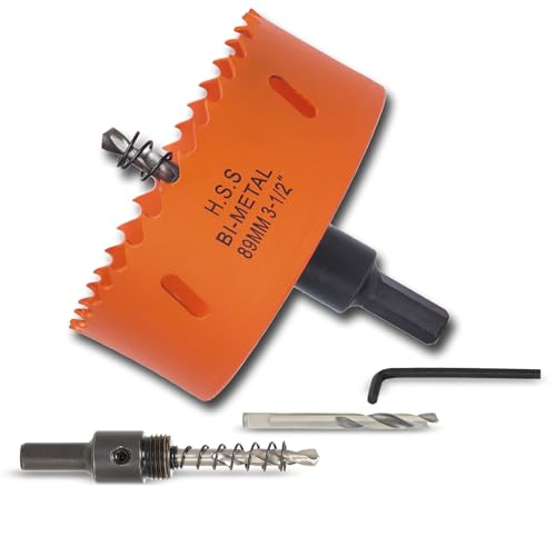 VIKITON 3-1/2 inch Hole Saw for Wood Metal Plastic & Drywall with Arbor