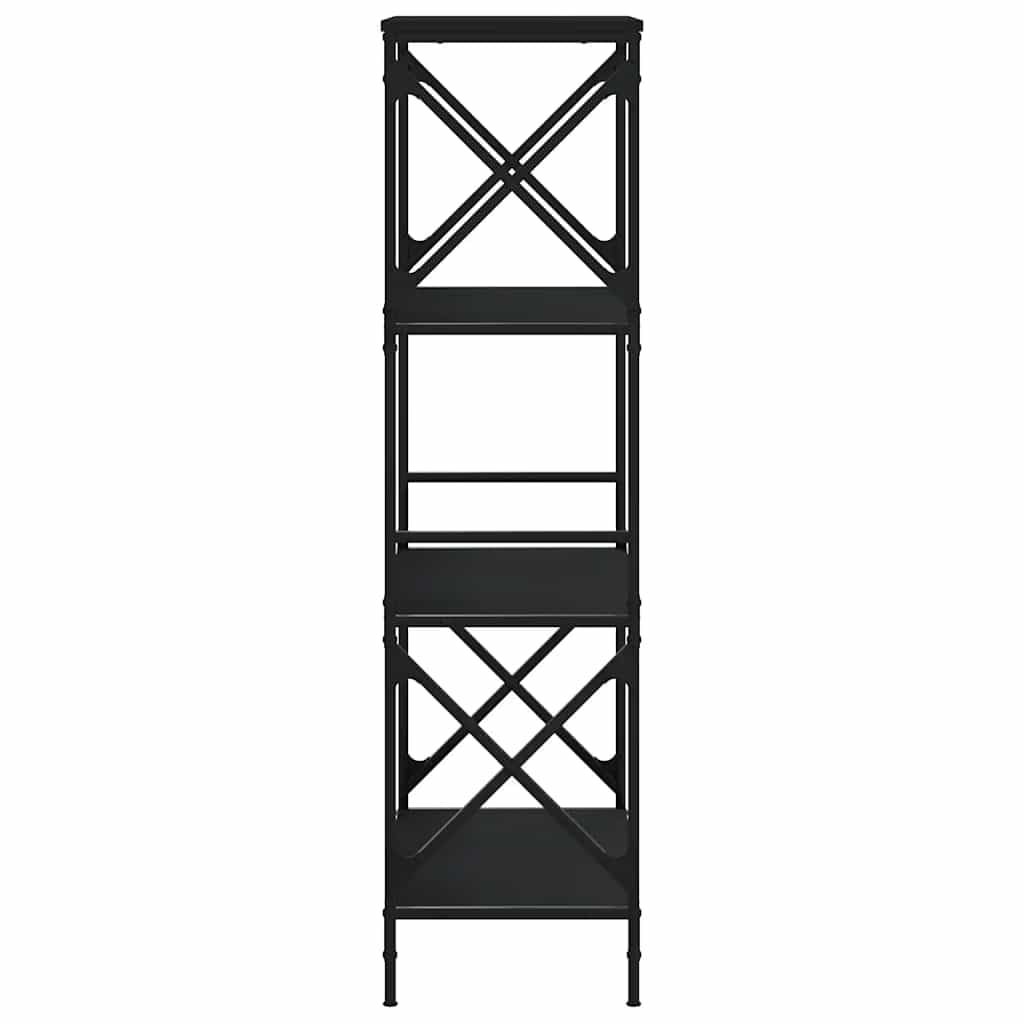 Libreria a 4 Ripiani Nera 59x35x132 cm Scaffale Industriale | Scaffale salvaspazio con struttura in metallo per soggiorno e studio. Design stabile e facile da pulire.