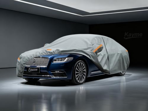 Image of Kayme Heavy Duty Car Cover Custom Fit Lincoln Continental(1982-2025), Waterproof All Weather for Automobiles, Full Exterior Covers Sun Rain UV Protection.