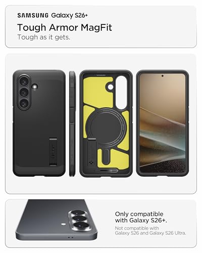 Image of Spigen for Galaxy S26 Plus Case, Tough Armor MagFit [Kickstand] [Compatible with MagSafe] [Military-Grade Protection] - Black