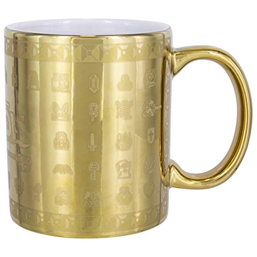 The Legend of Zelda Tasse Glossary Mug Gold goldfarben, Bedruckt, aus Keramik, in Geschenkkarton.