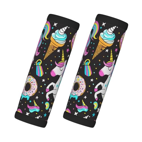 Paquete de 2 fundas de neopreno para maleta, diseño de donas coloridas y helado, identificadores de equipaje, etiquetas de equipaje, regalo de accesorios de viaje