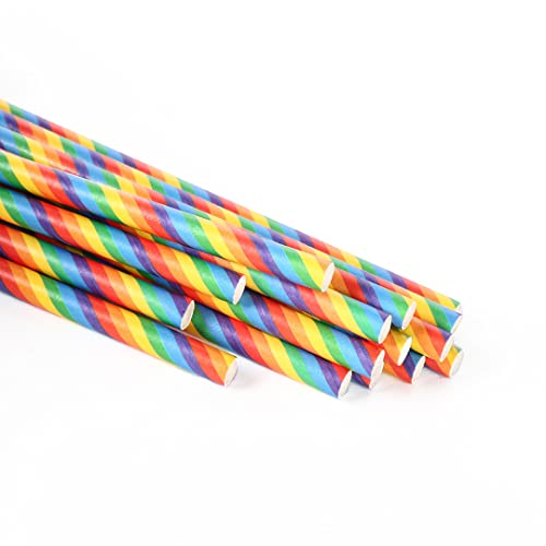 200 Pitillos de Papel Arcoíris 19.7 cm para Fiesta miniatura 2