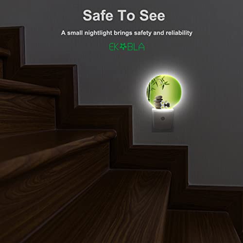 Image of EKOBLA Meditation Night Light, Bamboo and Zen Stone Oriental Night Lights Plug Into Wall with Auto On /Off