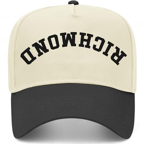 Richmond Upside Down Reversed Vintage Trucker Hat | Premium Adjustable Snapback Baseball Hat for Men & Women (US Alpha One Size Black/Natural)