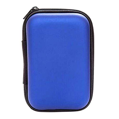 Hard Drive Case Portable Travel Waterproof Hard Disk Shell USB Protective Storage Shockproof Carry Case Small Bag for Passport Essential Memory Card Blue