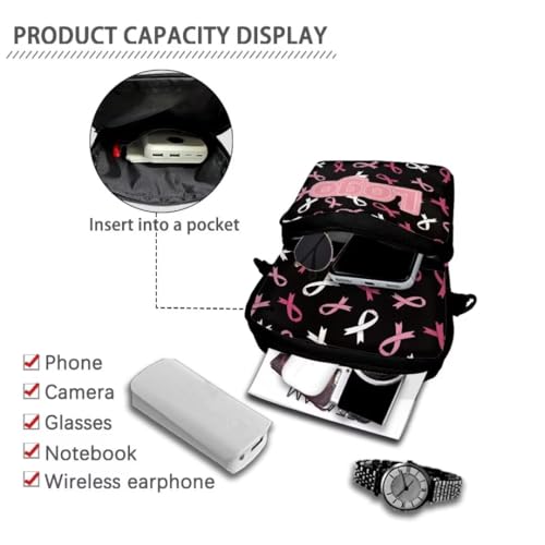 Image of Crossbody Bag for Women Sling Purse Pink Ribbon Cell Phone Holder with Straps