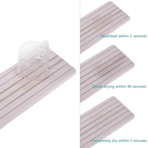 Image of NiuYichee 2 PCS Water Absorbent diatomite Coasters, 10.2 inch x 4 inch Water Absorbing Stone Tray for Sink, Stone Drying mat for Kitchen Counter, Stone soap Tray Used for Hand Soaps & toiletries & Plants