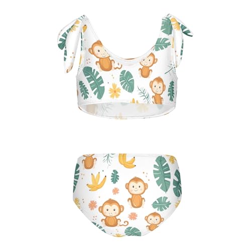 Plaaee Girls' 2 Piece Swimsuits Cute Monkey Cute Bikini Set Bathing Suit 4T2