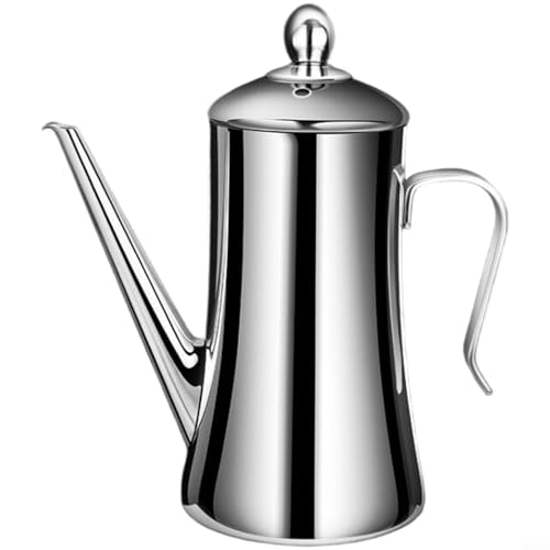 Gettimore Dispensador de aceite de acero inoxidable 304, boquilla antigoteo en forma de U, gran capacidad, 600-1300 ml, para chef profesional de cocina (B)