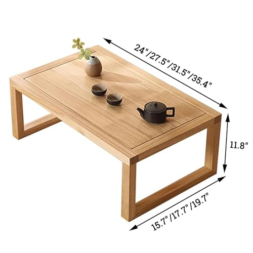 Table basse japonaise rectangulaire en bois massif table tatami marron - 4