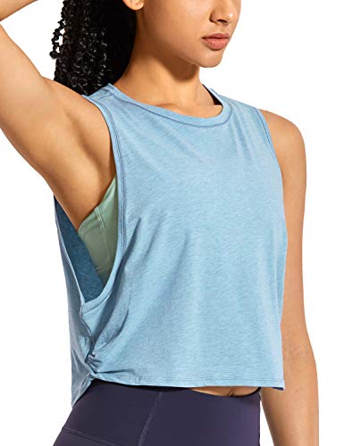 Image of CRZ YOGA Pima Cotton Dropped Armhole Tank | Workout, Naturally Soft, Loose Fit, Crop, Crewneck, Knotted Sides, Sleeveless Tops for Women