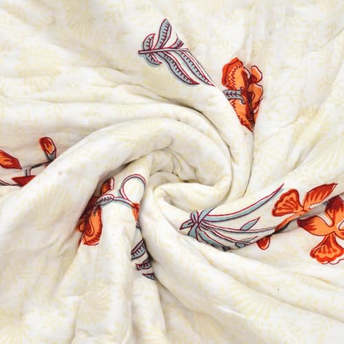 Image of BLOCKS OF INDIA Hand Block Printed Cotton King Size Quilt /Rajai | Grey Orange FLR