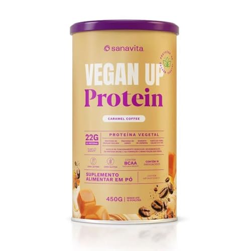 Sanavita - Proteína Vegetal - Vegan Up - 22g de Proteínas por Dose - Sabor Caramelo - 450g