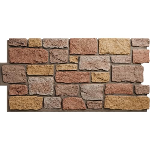 EverStone Cobblestone Faux Stone Panel, 48"W x 23 3/4"H x