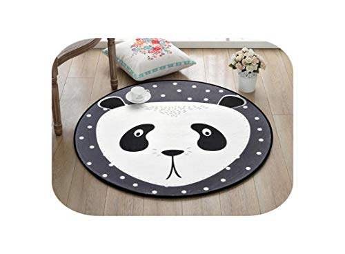 Fluffy Rug | White Grey Cartoon Animals Bear Fox Panda Round Carpet for Living Room Bedroom Home Decor Carpet Rug Children Kids Soft Play Mat-1-150cm 150cm