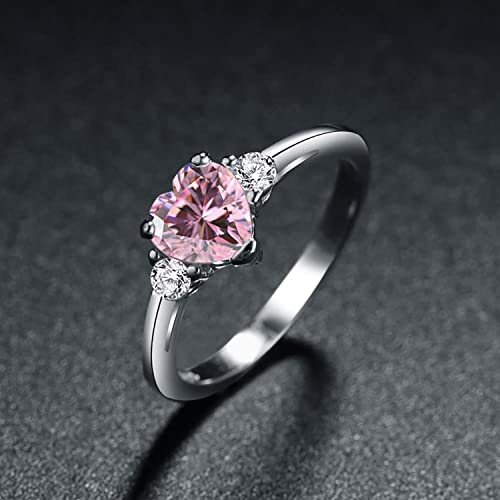 925 Sterling Silver Heart Shaped White Opal Engagement Promise Band Ring4