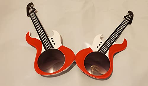 fun Red Guitar Sunglasses Novelty Glasses Halloween Masks Costume Accessory Music Party Costume