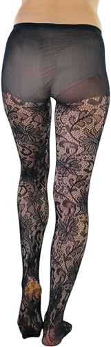 Image of ToBeInStyle Women's Elegant Floral Lace Inspired Spandex Net Full Length Tights