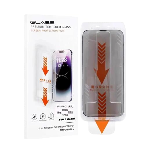 Glass Screen Protector (Clear Privacy) For iPhone 15 Pro 15 Pro Max 14 Pro 14 Pro Max Easy Installation With Full Cover Edge to Edge