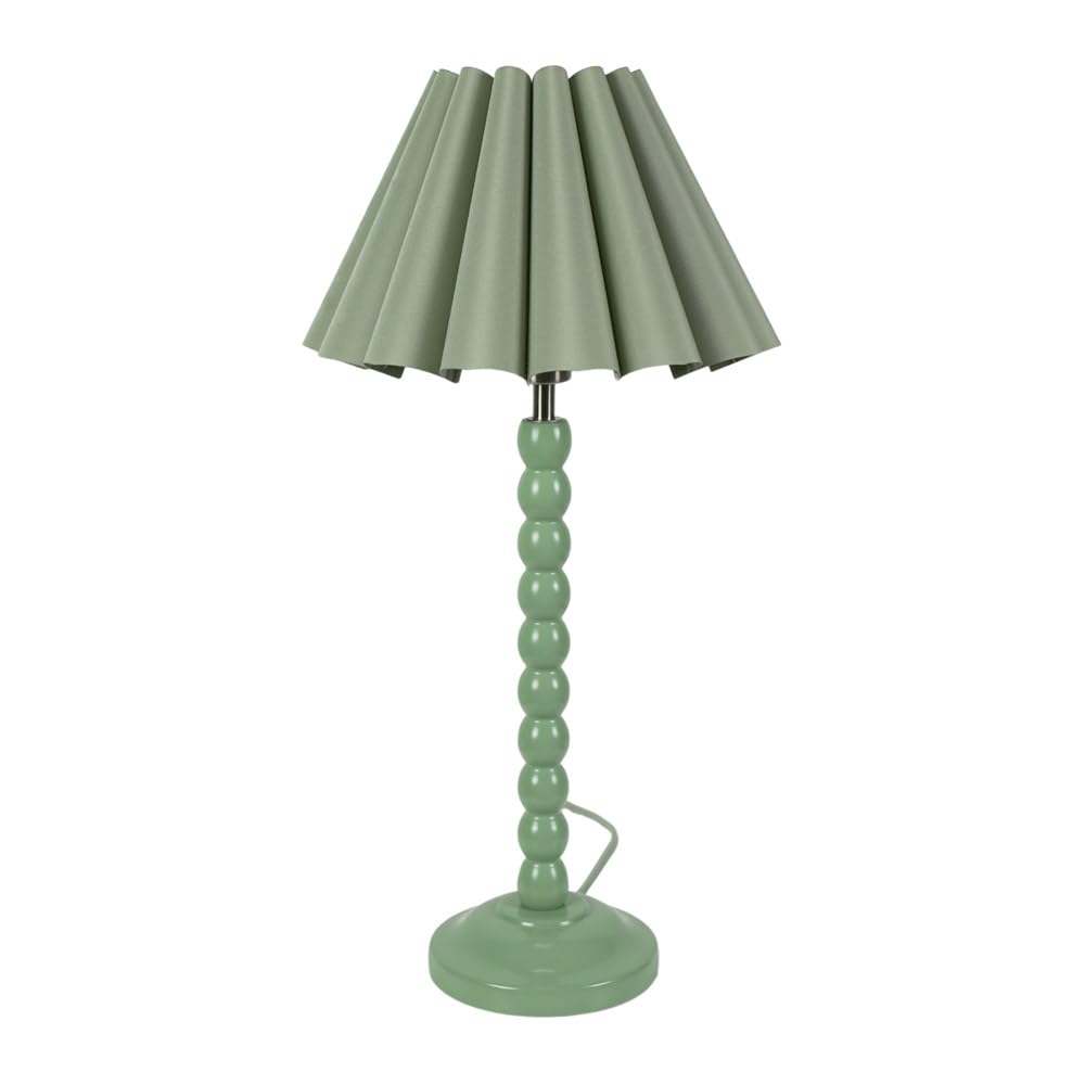 Bobbin Table Lamp - Sage Green - Wooden - Scallop Tapered Shade