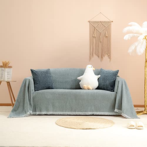 Manta de felpilla de color sólido para sofás, grande, antiarañazos, lavable, 4 plazas, varios tamaños, protector de sofá, decoración de sala de estar, color gris, 180 x 380 cm