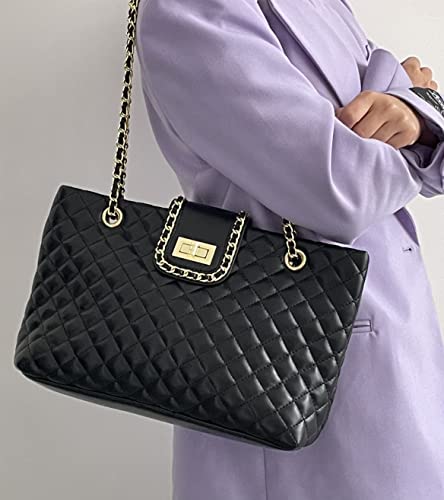 Bolso tote grande acolchado para mujer doble correa miniatura 5