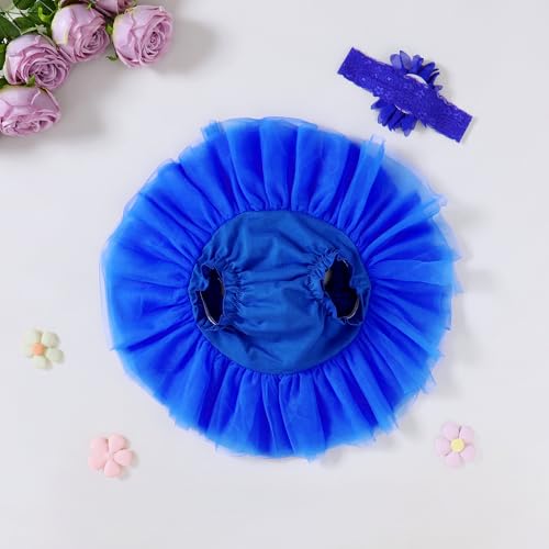 Image of 6M-3T Infant Baby Girl Tutu Skirt Toddler Girls Solid Color Tulle Skirts Birthday Outfits with Headband