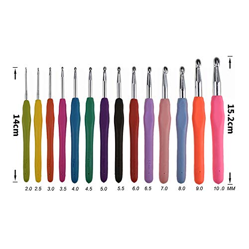 Alapaste 49 Pieces Crochet Hook Set Ergonomic Soft Handles Aluminum Blunt Needles kit with Portable Case Gifts for Mom Big Crocheting Project