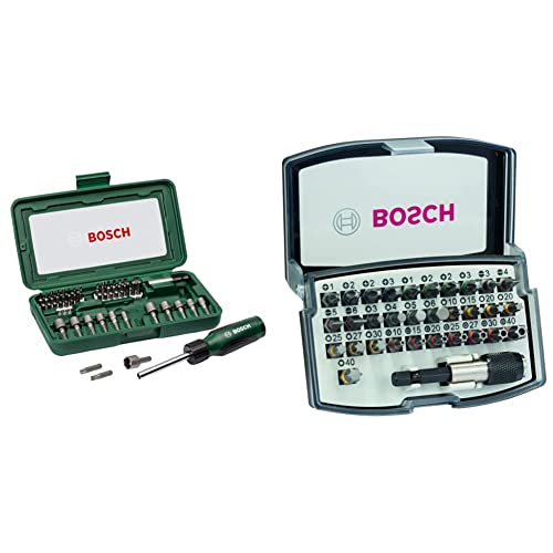 Bosch Accessories 46 pièces Jeu de tournevis & 32 pièces Coffrets d'embouts de vissage Extra Hard (PH, PZ, T, TH, S, HEX-Bit, Accessoires Perforateurs et Visseuses)