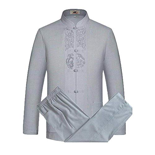 SUNMME Ropa de Tai Chi Mujeres Hombres Traje de Hombre Artes Marciales Tradicionales Tangzhuang Wushu Chaqueta y Pantalones de Manga Larga Tela con Estampado Oriental Prin/Blauw/**l (Grijs *l)
