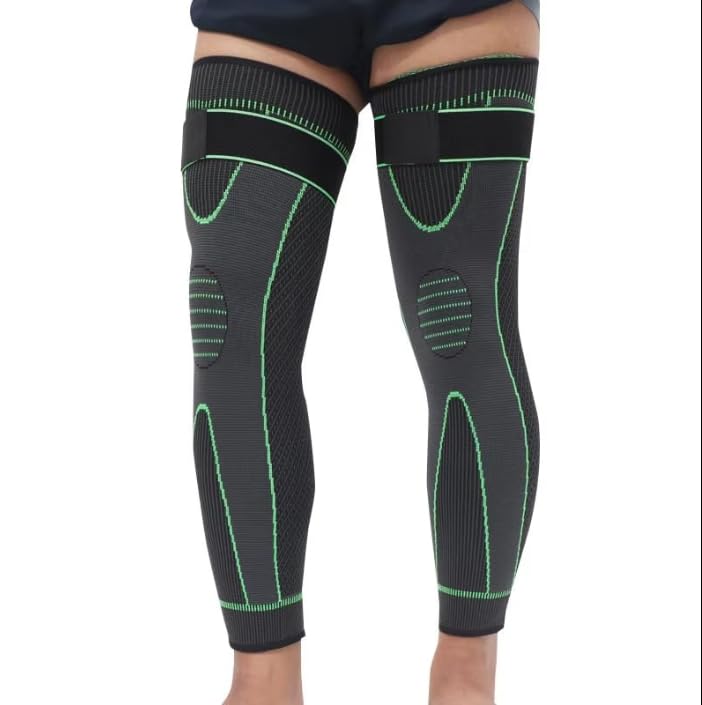 ALYV Fitness Compression Full Leg Sleeves (Pack of 2) – Long Knee & Calf Support for Men and Women – Black & Green – Ideal for Running, Gym, Sports, Injury Recovery & Pain Relief-image-16