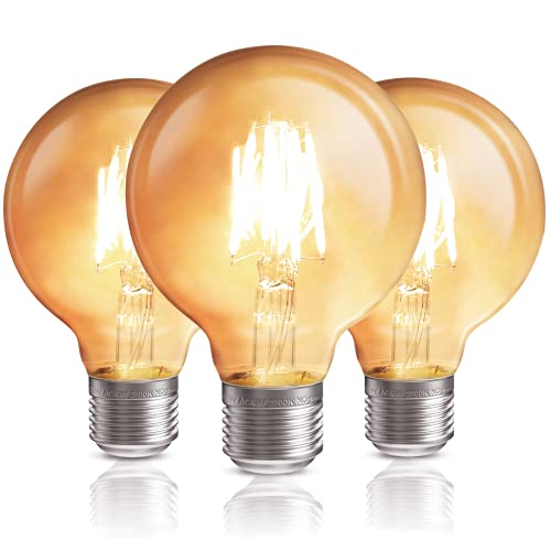 QNINE Luz Calida Bombilla Vintage E27 LED, 6W Equivalente a 50W, 600lm, No Regulable, Pack de 3 Unidades Cover