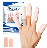 JKcare 12 Pack Gel Finger Caps, Silicone Finger Protectors Sleeves - Covers to Protect Fingertips and Provide Pain Relief from Finger Cracking, Hand Eczema (Finger Cots)