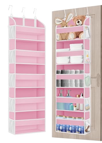 TAHAVICE Hängeorganizer Tür mit 5 Fächern 2 Stück, Tür Organizer mit Verdicktem Vliesstoff, Hängeregal Bad, Hängeaufbewahrung für Kinderzimmer, Tür Hängeregal (Rosa, 1 Stück)