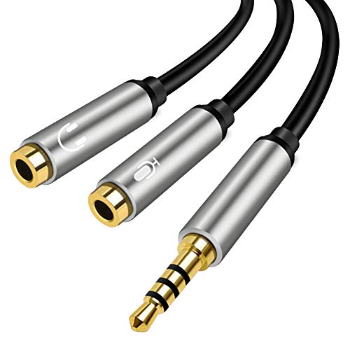 Yeung Qee Adaptateur pour casque et micro séparés avec prise casque et micro 3,5 mm stéréo mâle vers double femelle,0.3m