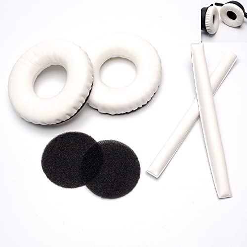 Image of Rainbow Color Ear Pads Headband Cushion Kits Compatible with Sennheiser HD25 HD250BT HD25-ll HD25S Il HMD25 Headphone Foam Covers (White Sets)