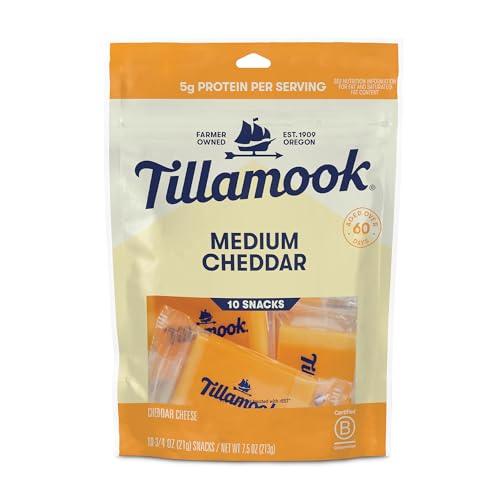 Tillamook, Medium Cheddar Cheese 3/4 oz Snack Portions, 10 ct