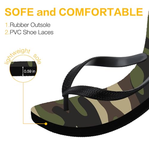 Flip Flops for Men Camouflage Beach Rubber Shower Shoes Anti-Slip Lightweight Basic Thong Sandals Summer Holidays Slippers Comfortable Pool Slides Camo Walking Footwear3
