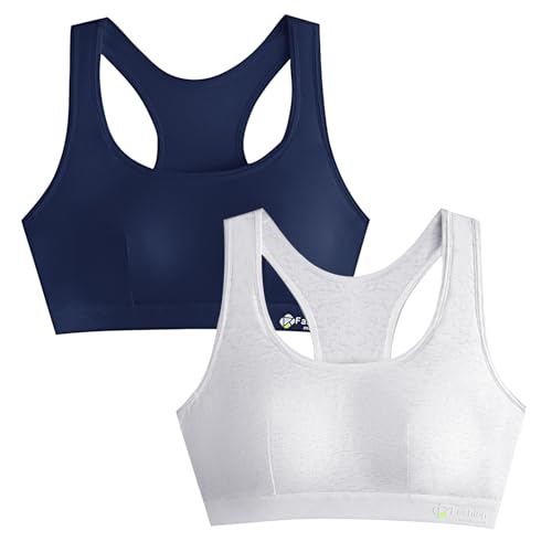 Phennie's Girls Sports Bra for Teens with Breathable Pads Soft Training Bras, Big Girls Sports Racerback Bra Comfort - 2 Pack