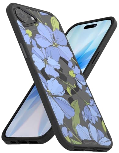 Image of Smartish iPhone 17e /16e MagSafe Clear Case - Gripmunk Magnetic Slim Case [Lightweight + Protective] Drop Tested Anti-Yellowing Thin Grip Clear Cover for Apple iPhone 17e /16e - Blue Blossom