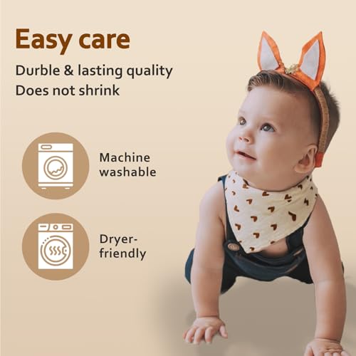 Vhtanop Lätzchen Baby, Dreieckstuch Baby Musselin, Halstuch Baby 100% Baumwolle, Sabberlätzchen, Spucktücher Baby, Verstellbare, 6 Stück